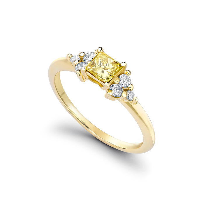 Yellow Princess Cut Diamond Ring